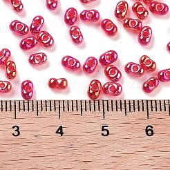 ガラスシードビーズ  透明色  ABカラー  ピーナッツ  カメリア  2~2.5x4x2mm  穴：0.8~0.9mm  約15000個/ポンド&nbsp;SEED-A033-02A-04