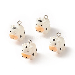 不透明樹脂ペンダント  プラチナトーンの鉄ループ付き  3dカーフチャーム  リネン  16x18x9.5mm  穴：2mm&nbsp;RESI-XCP0001-87