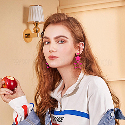 6ペア6スタイルのファッションスターアクリルダングルスタッドピアス、316ステンレススチールピン付き、女性用  ショッキングピンク  52~99x42~52.5mm  1ペア/スタイル&nbsp;EJEW-FI0002-52