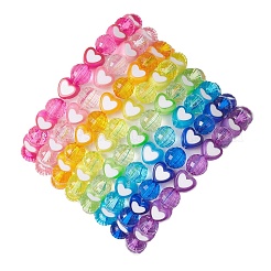 8Pcs 8mm Faceted Round & Heart Acrylic Beaded Stretch Bracelet Sets&nbsp;BJEW-JB10240-02