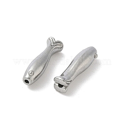 304ステンレススチールビーズ  魚  変色防止  ステンレス鋼色  14x4x4mm  穴：0.9mm&nbsp;X1-STAS-F320-15B-P