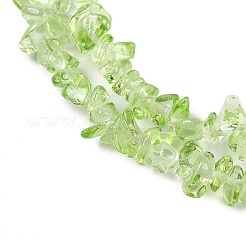 透明ガラスビーズ連売り  天然石風  ナゲット  緑黄  4~11x8~10x2~8mm  穴：0.7mm  31.10''（79センチメートル）&nbsp;GLAA-Z009-01H