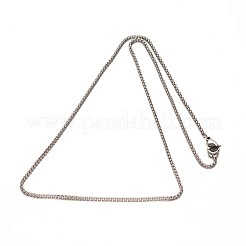変色しにくい304ステンレススチールアズキチェーンネックレス  カニカン付き  ステンレス鋼色  15.7インチ（40cm）x1.5mm&nbsp;NJEW-N0047-35
