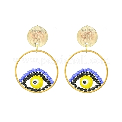 Evil Eye Handmade Glass Seed Beads Dangle Stud Earrings&nbsp;EJEW-MZ00371-03
