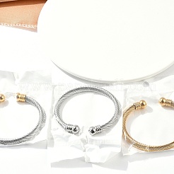 304 Stainless Steel Torque Bangles&nbsp;BJEW-G584-05