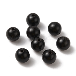 仏ラウンドウッドビーズ  染色されていない  ブラック  8mm  穴：1.5mm&nbsp;WOOD-TAC0015-02A