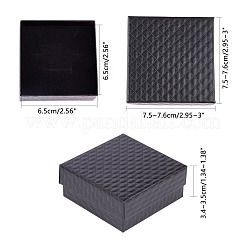 厚紙のジュエリーボックス  ペンダント＆イヤリング＆リング  内部のスポンジ  正方形  ブラック  7.5x7.5x3.5cm&nbsp;CBOX-N012-25B