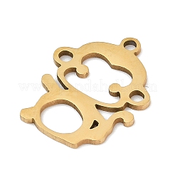 ステンレスペンダント201個  猿のチャーム  18KGP本金メッキ  17.5x14.5x1mm  穴：1.4mm&nbsp;STAS-F316-30G-01