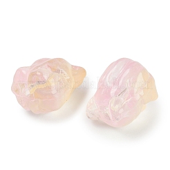 透明スプレーペイントガラスビーズ  キツネ  パールピンク  15x14x13.5mm  穴：1.2mm&nbsp;X1-GLAA-H035-01B