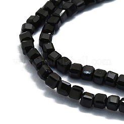 天然石ブラックトルマリンビーズ連売り  多面カット  キューブ  2x2x2mm  穴：0.6mm  約182個/連  15.16''~15.55''（38.5~39.5センチメートル）&nbsp;G-P457-B01-02D