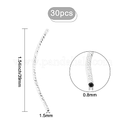 30個の真鍮チューブビーズ  長持ちメッキ  カーブチューブ  925銀メッキ  39x1.5mm  穴：0.8mm&nbsp;KK-CN0001-58S