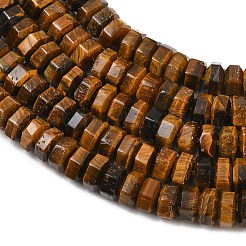 天然石タイガーアイビーズ連売り  多面カット  六角  7x6.5x3.5mm  穴：1.2mm  約108個/連  14.88''（37.8センチメートル）&nbsp;G-G317-A27-3X6MM