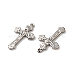 変色しない304ステンレススチールペンダント  十字架クロスチャーム  ステンレス鋼色  30x18x2.5mm  穴：1.5mm&nbsp;STAS-Q001-08P
