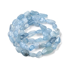 天然石アクアマリンビーズ連売り  ナゲット  6~8x6~8x3.5~7mm  穴：0.7mm  約45~48個/連  15.75''（40センチメートル）&nbsp;G-D0004-A02-04A