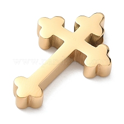 イースター 304 ステンレス ペンダント  花の十字架チャーム  イオンプレーティング（ip）  ゴールドカラー  29x19x4.5mm  穴：3.5mm&nbsp;STAS-G384-01G-G