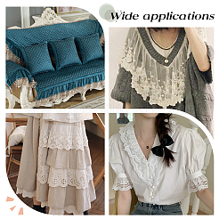 5ヤードのフラットナイロンメッシュ刺繍レーストリム  花柄  ホワイト  4-1/4~4-3/8インチ（109~110mm）&nbsp;OCOR-GF0001-86A