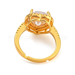 Rack Plating Brass Micro Pave Cubic Zirconia Adjustable Rings&nbsp;RJEW-H226-01G