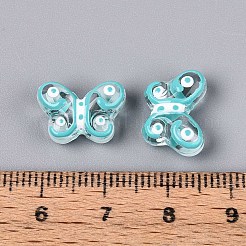 透明ガラスビーズ  エナメルスタイル  蝶  空色  10x14.2x6~6.5mm  穴：1mm&nbsp;GLAA-T025-20B