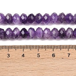 天然石アメジストビーズ連売り  ロンデル  多面カット  7.5~8.5x4.8~6mm  穴：1mm  約68~76個/連  14.96~15.35''（38~39センチメートル）&nbsp;G-C259-A27-5x8mm