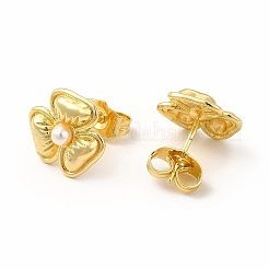 Flower Rack Plating Brass Stud Earrings for Women&nbsp;EJEW-H091-21G