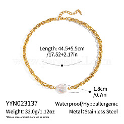 Baroque Natural Freshwater Pearl Keshi Pearl Coin Pendant 304 Stainless Steel Rope Chain Necklaces for Women&nbsp;NE6106