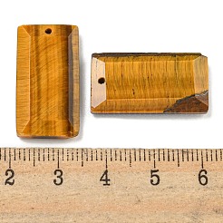 天然石タイガーアイペンダント  ファセット長方形チャーム  25x13x4mm  穴：1mm&nbsp;G-G123-03D