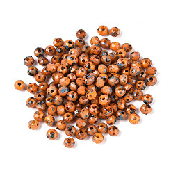 焼付塗装ガラスシードビーズ  ラウンド  多面カット  ダークオレンジ  4~4.5x3~3.5mm  穴：0.9~1.2mm  約666個/50g&nbsp;SEED-N011-03H