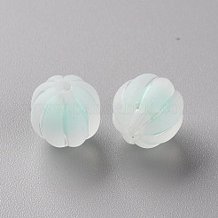 透明なアクリルビーズ  艶消し  二層ビーズ  カボチャ  アクアマリン  11x11.5mm  穴：2mm  約286個/260g&nbsp;LS-TACR-S152-07C-SS2111