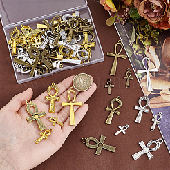 60pcs15スタイルチベットスタイルアロイペンダント  アンククロスチャーム  ミックスカラー  30~52x12~28mm  4個/スタイル&nbsp;FIND-PH0059-77