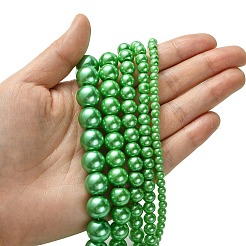 染めグラスパールラウンドビーズ連売り  アクアマリン  4mm / 6mm / 8mm / 10mm / 12mm  穴：1mm  約70~216個/連&nbsp;HY-X0001-04