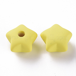 アクリルビーズ  ラバー加工スタイル  片穴  スター  きいろ  16x17x11mm  穴：3.5mm&nbsp;OACR-S039-01-85