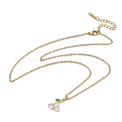 真鍮とキュービックジルコニアのペンダントネックレス  304ステンレススチールアズキチェーンネックレス  チェリー  ゴールドカラー  18.11インチ（46cm）&nbsp;SA-CBA7E55-04G-02