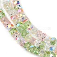 電気メッキガラスビーズセット  ロンデル  多面カット  薄緑  4x3mm  穴：1mm  約146~148個/連  15.83~15.98''（40.2~40.6センチメートル）&nbsp;EGLA-B011-04A-04