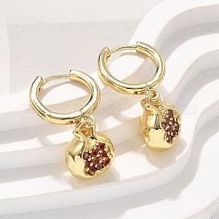 Brass Cubic Zirconia Hoop Earrings&nbsp;EJEW-Q015-02G-C