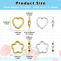 80Pcs Tibetan Style Alloy Bead Frame&nbsp;TIBE-YW0001-78