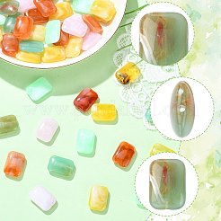 50個の不透明なアクリルビーズ  長方形  ミックスカラー  19.5~20x14x6mm  穴：1.4mm  50pc&nbsp;MACR-FS0002-50
