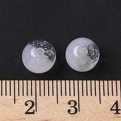 ツートンカラーの樹脂ビーズ  ラウンド  グリッターパウダー付き  透明  8mm  穴：1.8mm&nbsp;RESI-Q025-02A-C