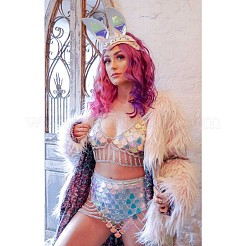 Lilac Acrylic Scale Sequin Alloy Tassel Chain Sexy Suit Body Chains for Beach Party&nbsp;FS-WG189BD-05