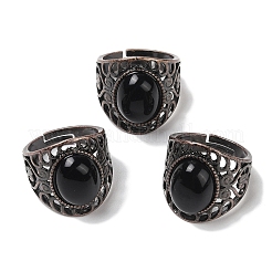 Natural Gemstone Oval Adjustable Rings&nbsp;RJEW-K271-06R
