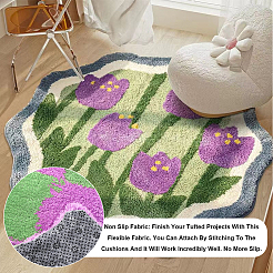 梅の花模様のポリエステル不織布滑り止め生地  DIY用ラグやカーシートクッション用  ペットの巣  スレートグレイ  200x200cm&nbsp;DIY-WH0453-90A