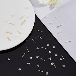 20Pcs 925 Sterling Silver Flat Pad Stud Earring Findings&nbsp;STER-DC0001-63B