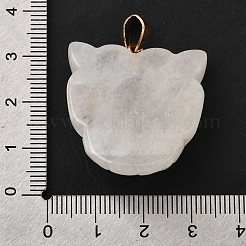 天然＆合成混合原石のペンダント  真鍮の金具とループが付いたヒョウ柄のチャーム  ゴールドカラー  染めと未染色の混合  32.5x29x10mm  穴：6x4mm&nbsp;G-Z090-02G