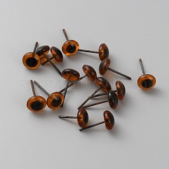 ガラス工芸ニードルフェルトの目  鉄のピン付き  人形作りアクセサリー  半円  チョコレート  15x8mm&nbsp;DOLL-WH0002-07F-02