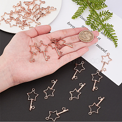 合金空枠ペンダント  UVレジンDIY用  エポキシ樹脂  プレスジュエリー  スターキー  ローズゴールド  40x19.5x3mm  穴：2.5mm  20個/箱&nbsp;PALLOY-PH0013-54RG