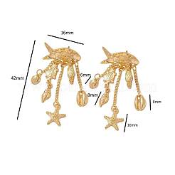 Ocean Theme 304 Stainless Steel Porcelain Shell Shape Dangle Stud Earrings&nbsp;FS-WGD34F1-06