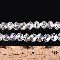 電気メッキ透明ガラスビーズ連売り  ナゲット  半分メッキ  クリアAB  6.5x8x5mm  穴：0.9~1mm  約99~101個/連  24.61~25.39インチ（62.5~64.5cm）&nbsp;X-EGLA-N017-05A-A01