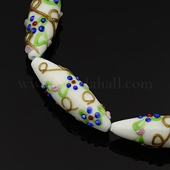Handmade Bumpy Lampwork Rice Beads Strands&nbsp;LAMP-L008-M