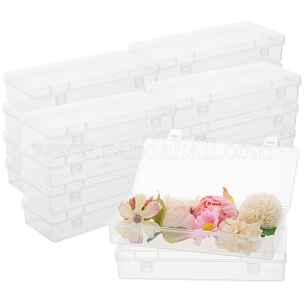 ヒンジ付き蓋付きプラスチック梱包箱20個  長方形  透明  6.7x15.4x3.05cm  内径：5.8x14.8のCM&nbsp;CON-GO0001-09-1