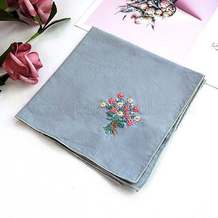 公式の  手作りハンカチ刺繍キット 刺繍針と糸を含む 花柄 綿織物 女性用