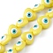 Evil Eye Resin Beads Strands, Heart, Yellow, 12.5x14x9mm, Hole: 1.8mm, about 30pcs/strand, 14.25 inch(36.2cm)